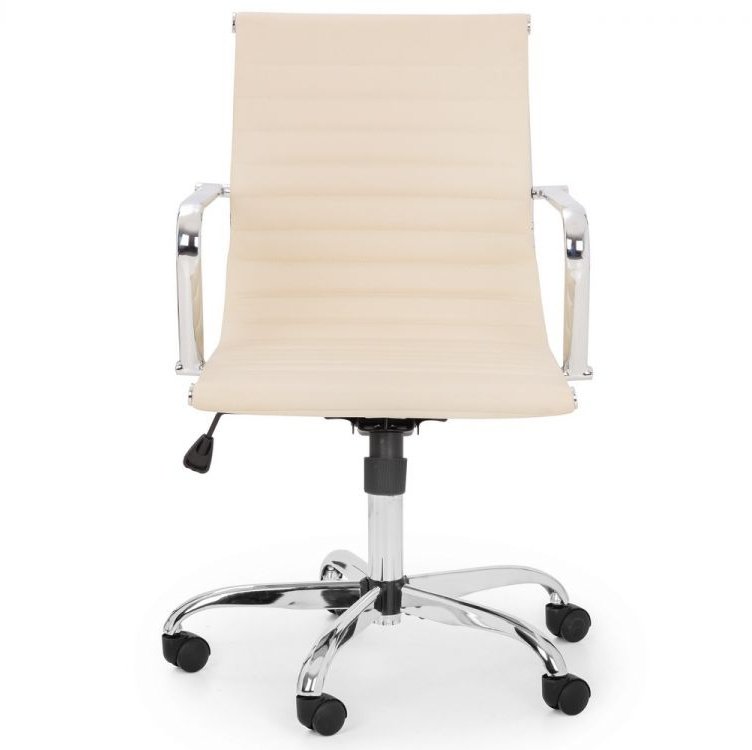 Gio Office Chair - Ivory & Chrome