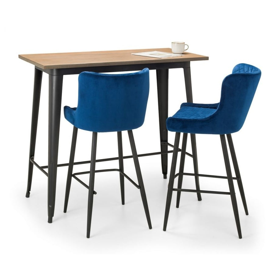 Grafton Bar Table & 2 Luxe Blue Bar Stools