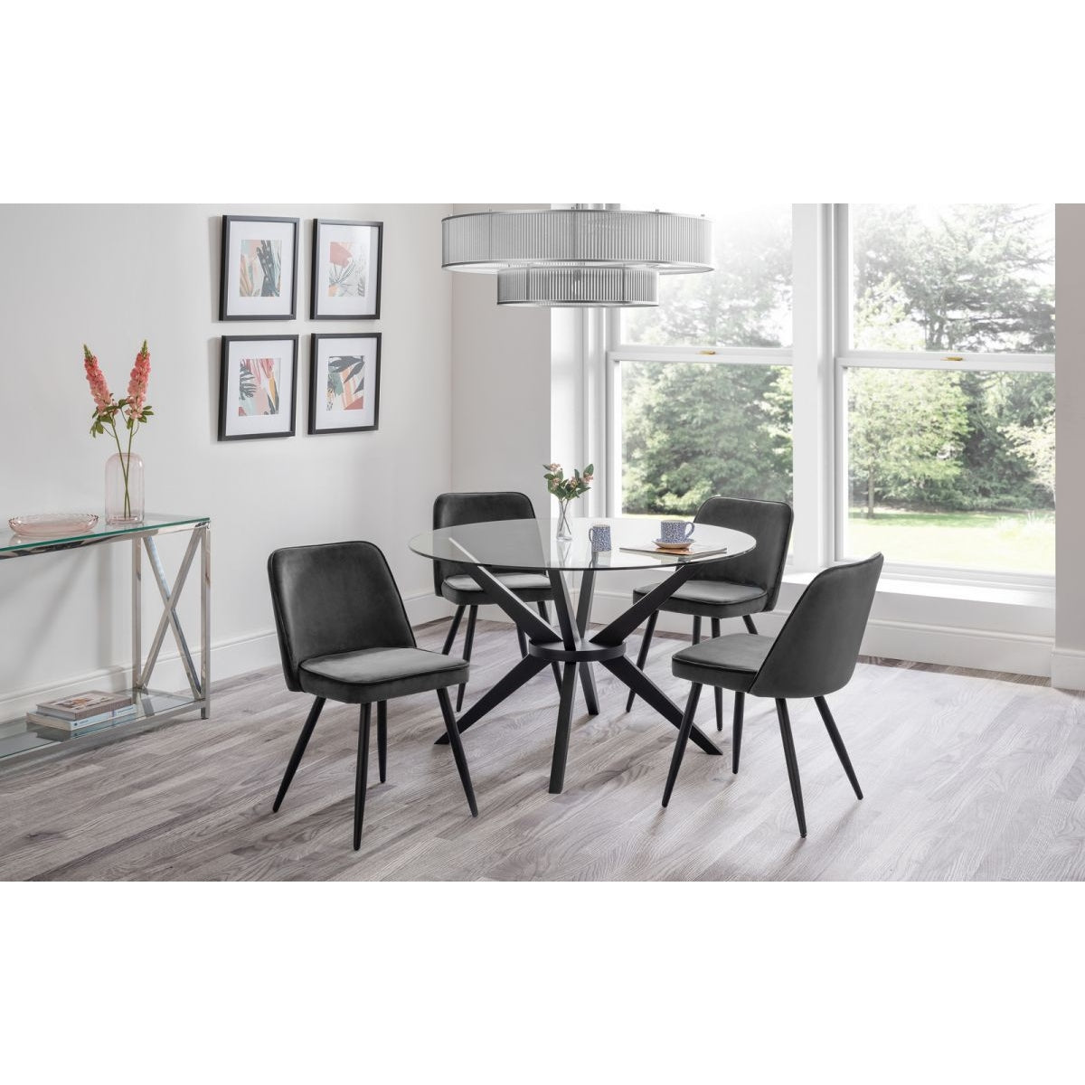 Hayden Dining Table & 4 Burgess Grey Chairs