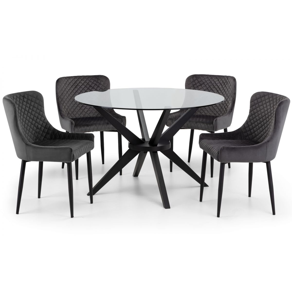 Hayden Dining Table & 4 Luxe Grey Chairs
