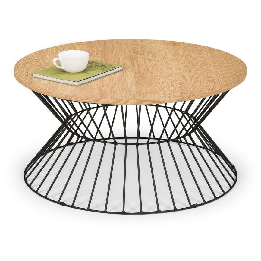 Jersey Round Wire Coffee Table - Oak