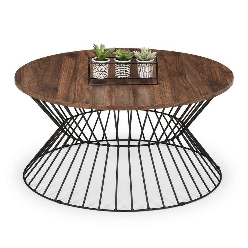 Jersey Round Wire Coffee Table - Walnut