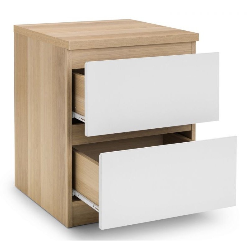 Jupiter 2 Drawer Bedside - White/Oak
