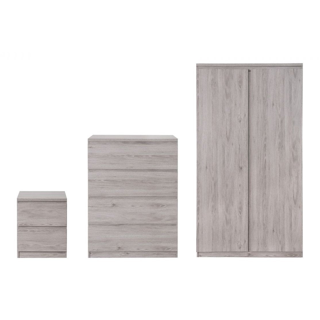 Jupiter 2 Drawer Bedside - Grey Oak