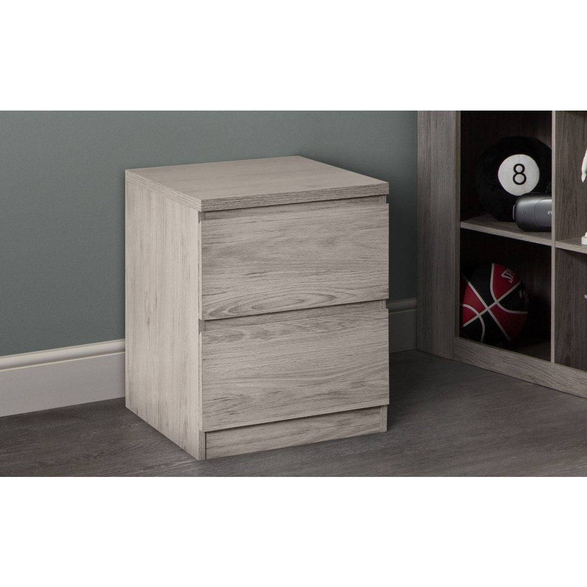Jupiter 2 Drawer Bedside - Grey Oak