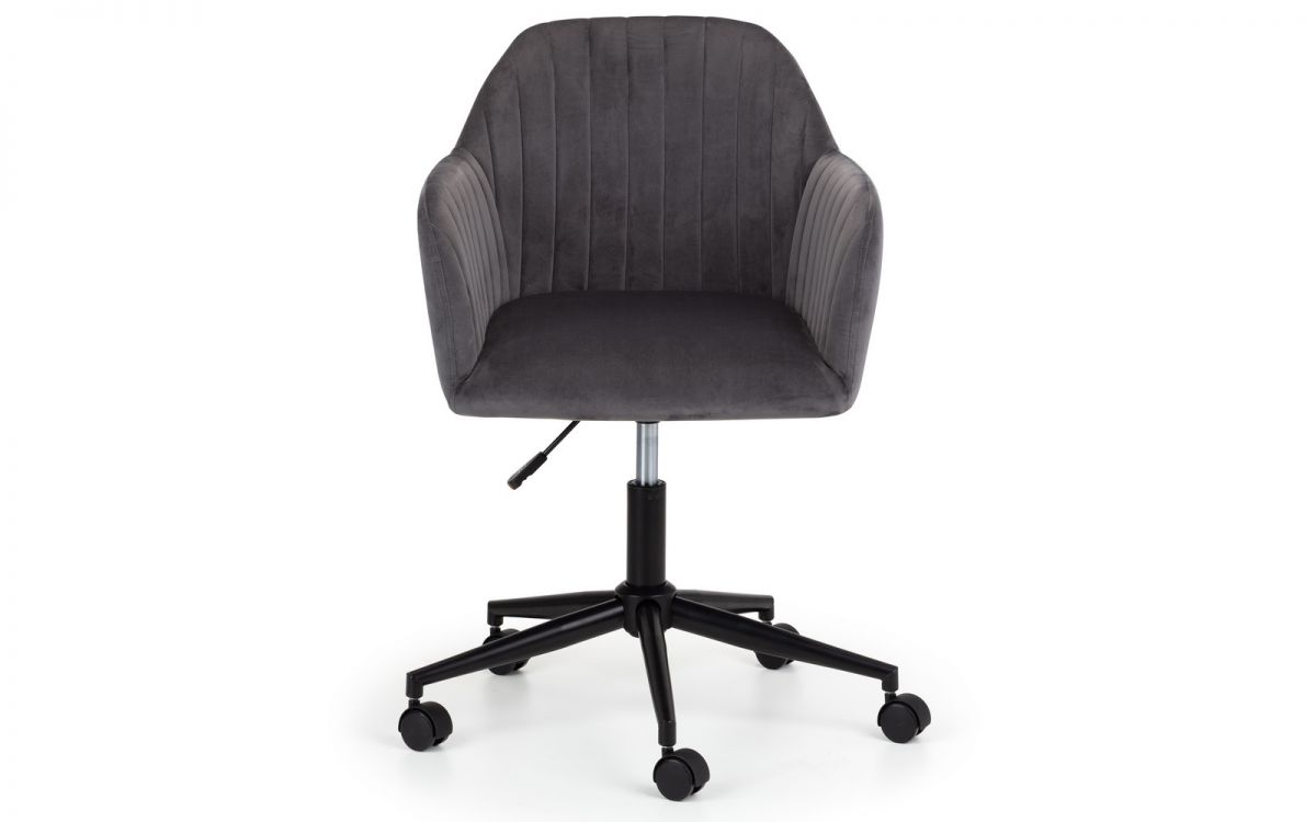 Kahlo Velvet Swivel Office Chair - Grey & Black