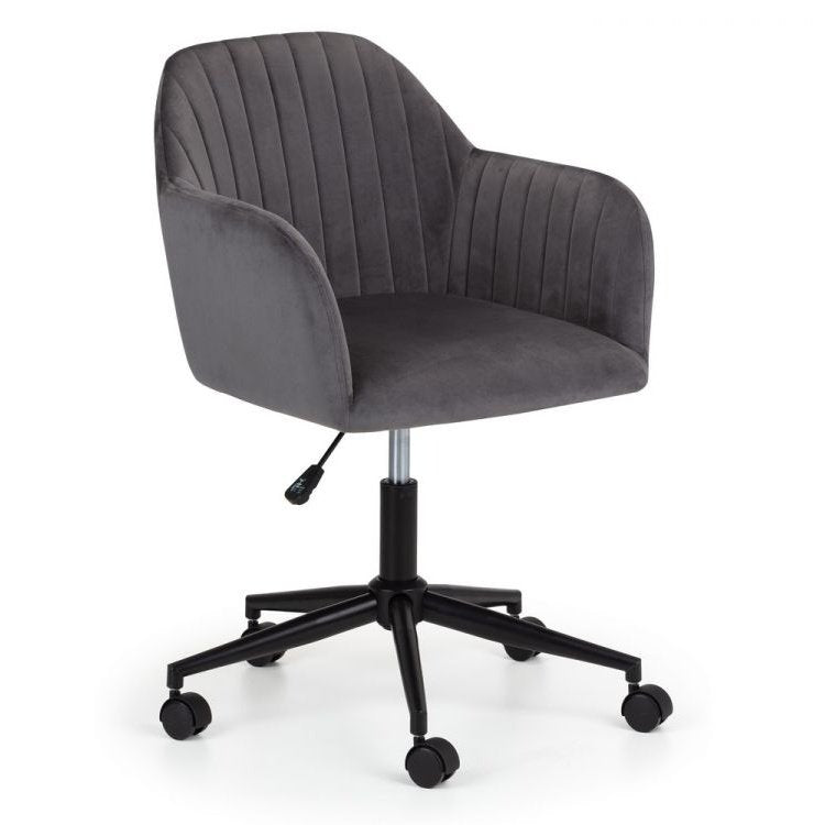 Kahlo Velvet Swivel Office Chair - Grey & Black