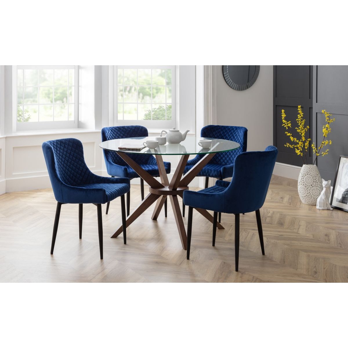 Luxe Velvet Dining Chair - Blue/Black