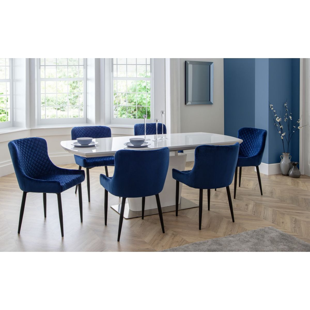 Luxe Velvet Dining Chair - Blue/Black