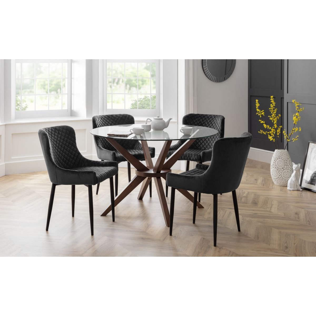 Luxe Velvet Dining Chair - Grey/Black