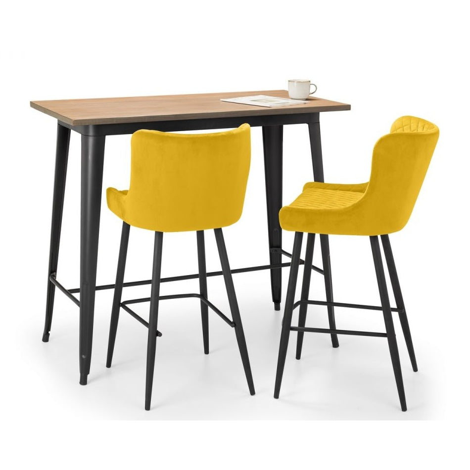 Grafton Bar Table & 2 Luxe Mustard Bar Stools