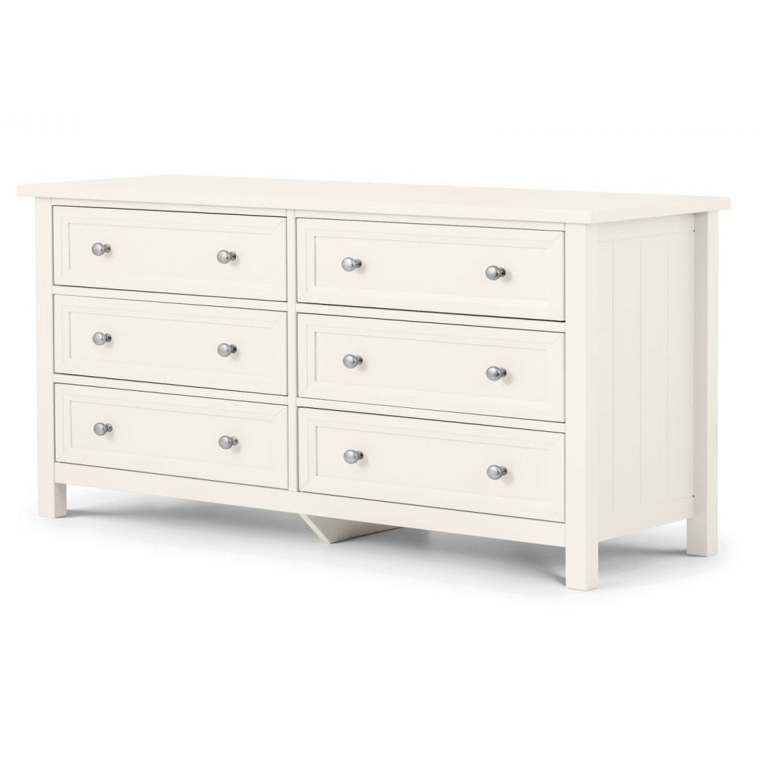 Maine 6 Drawer Wide Chest - Surf White
