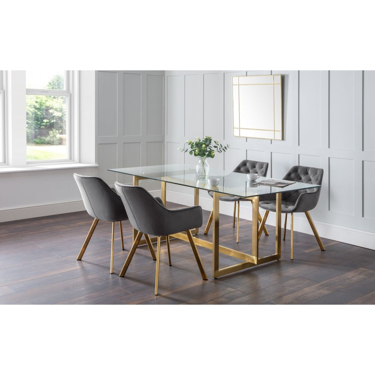 Minori Dining Table & 4 Lorenzo Grey Dining Chairs