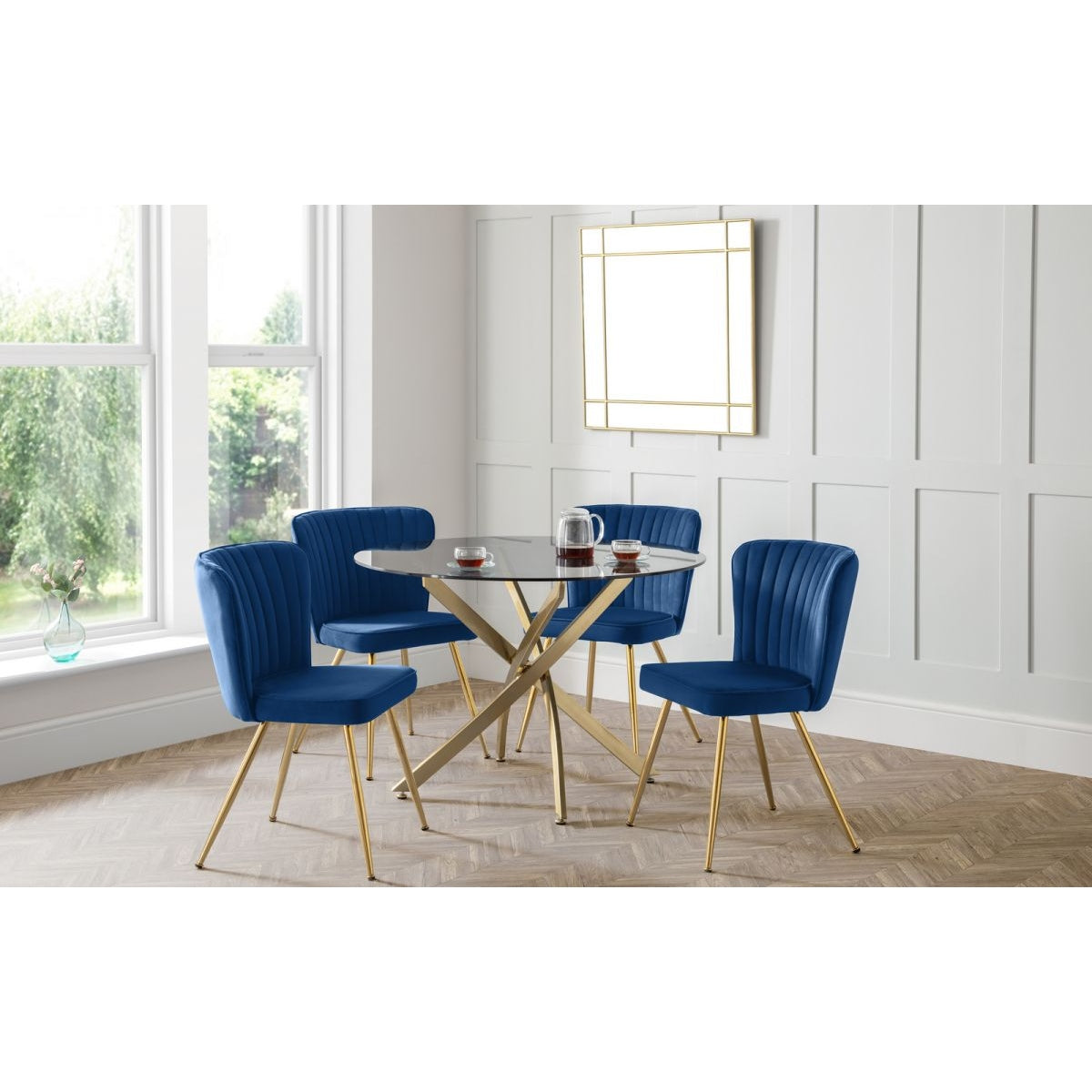 Montero Round Table & 4 Cannes Blue Dining Chairs
