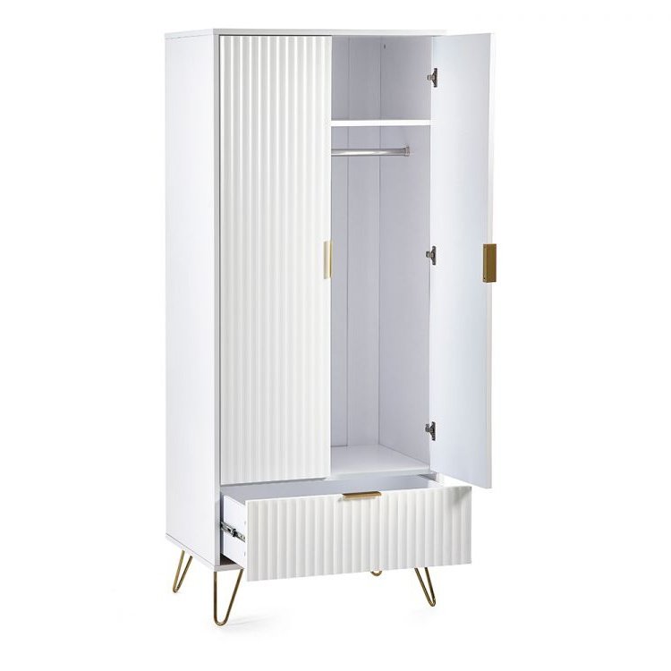 Murano 2 Door 1 Drawer Wardrobe - Matte White