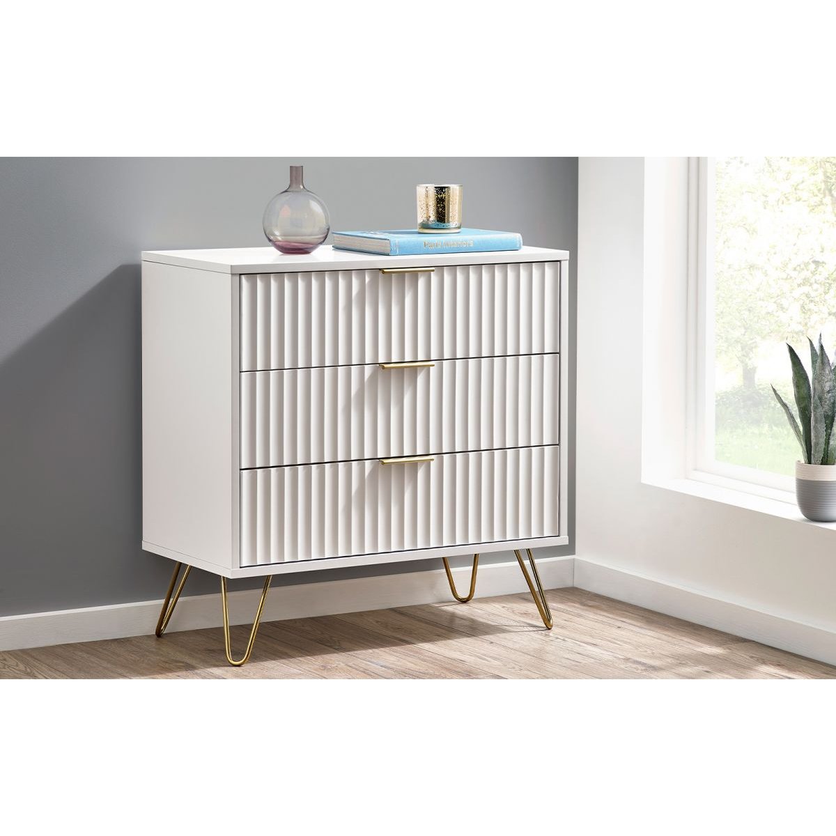 Murano 3 Drawer Chest - Matte White