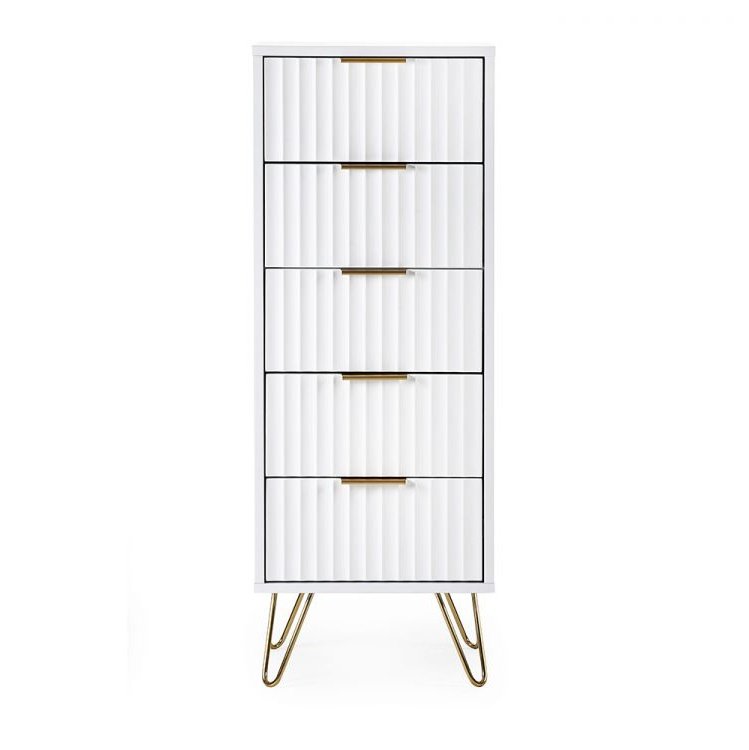 Murano 5 Drawer Tallboy - Matte White
