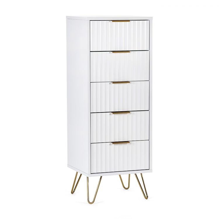 Murano 5 Drawer Tallboy - Matte White