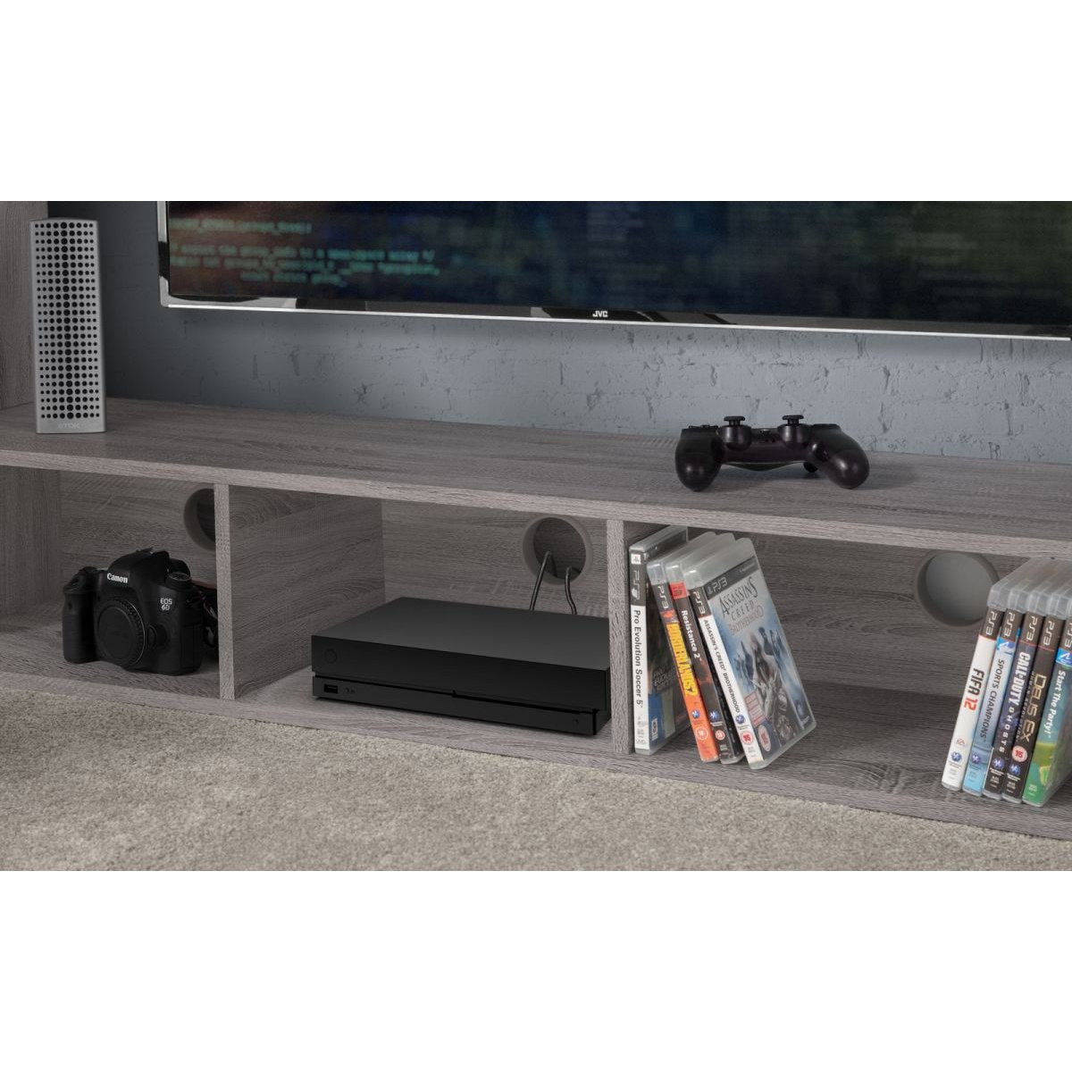Nebula Gaming Bed with Desk - Grey Oak