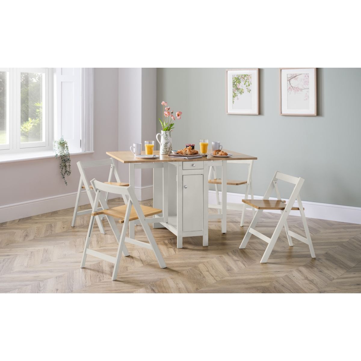 Savoy Dining Set - White / Natural Finish