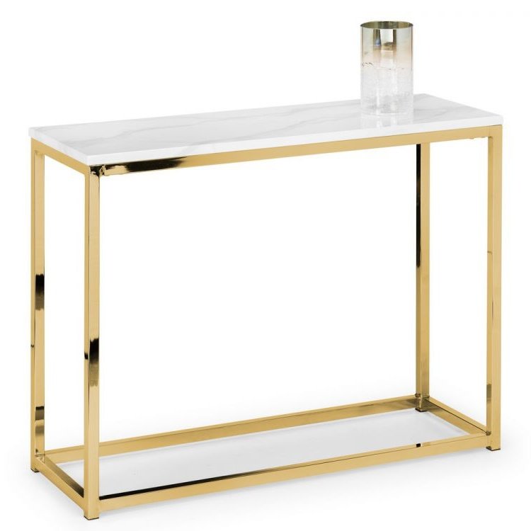 Scala Gold White Marble Top Console Table
