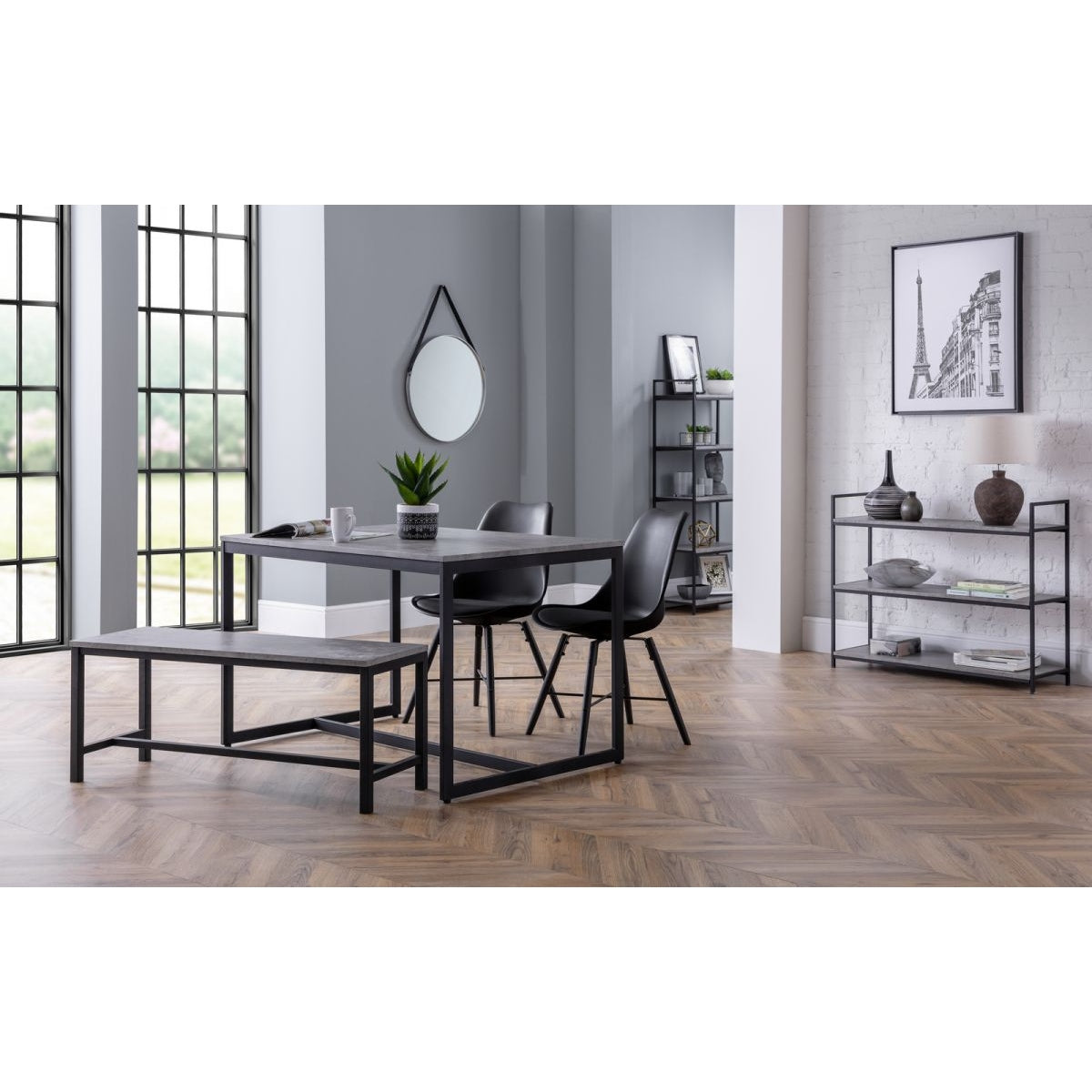 Staten Bench & Kari Black Dining Set