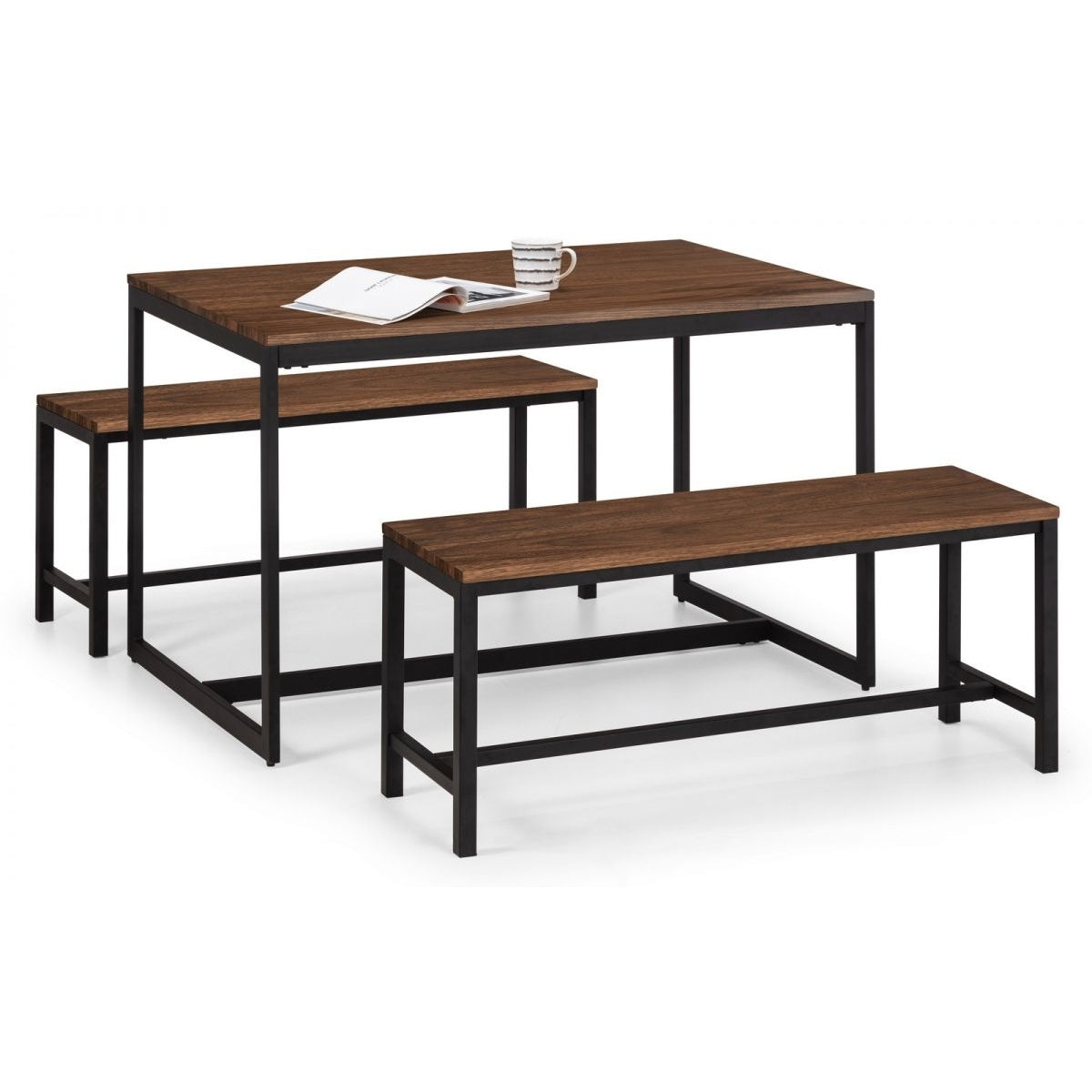 Tribeca Walnut Dining Table & 2 Benches