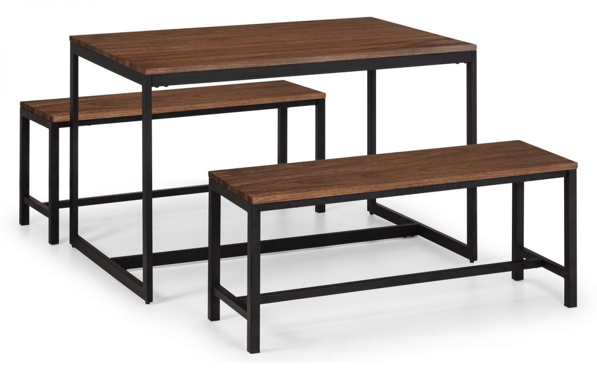 Tribeca Walnut Dining Table & 2 Benches