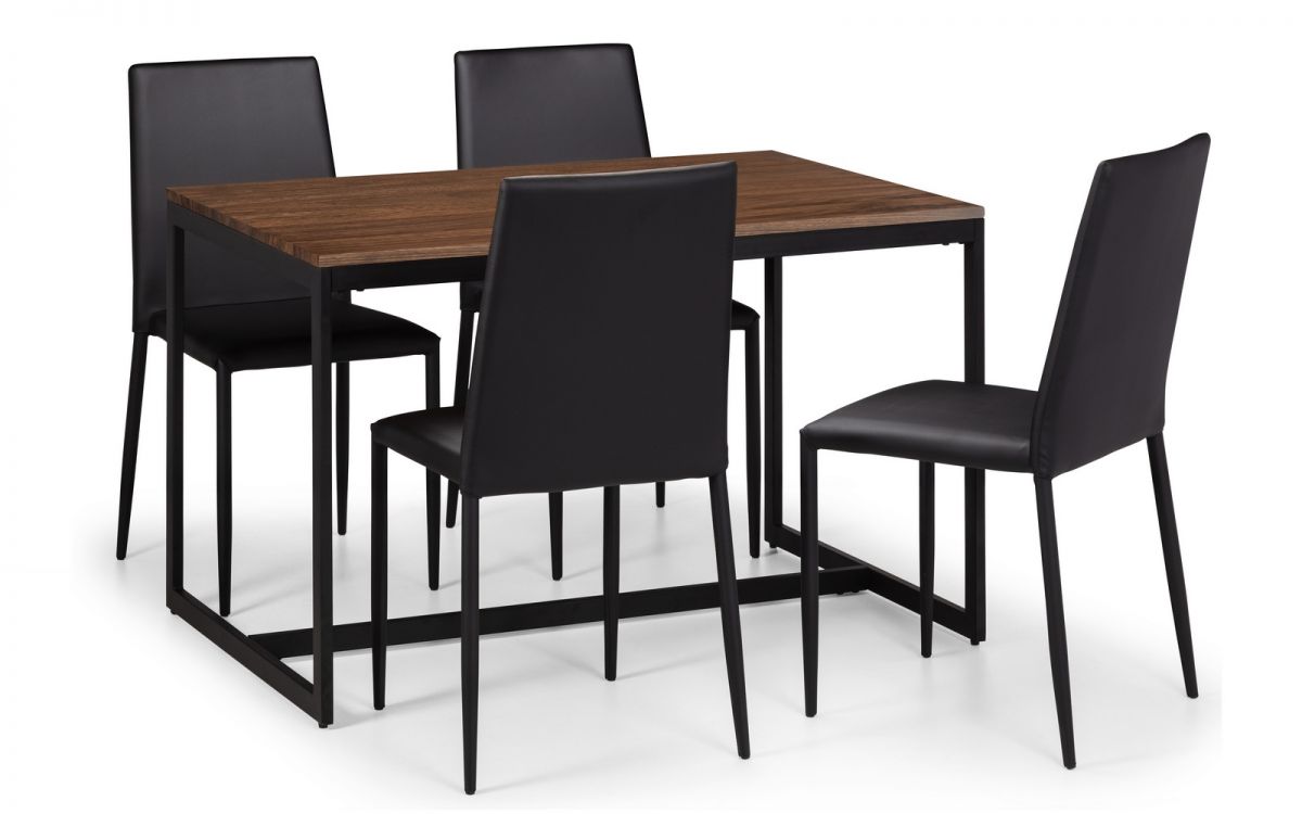 Tribeca Walnut Dining Table & 4 Jazz Black Chairs