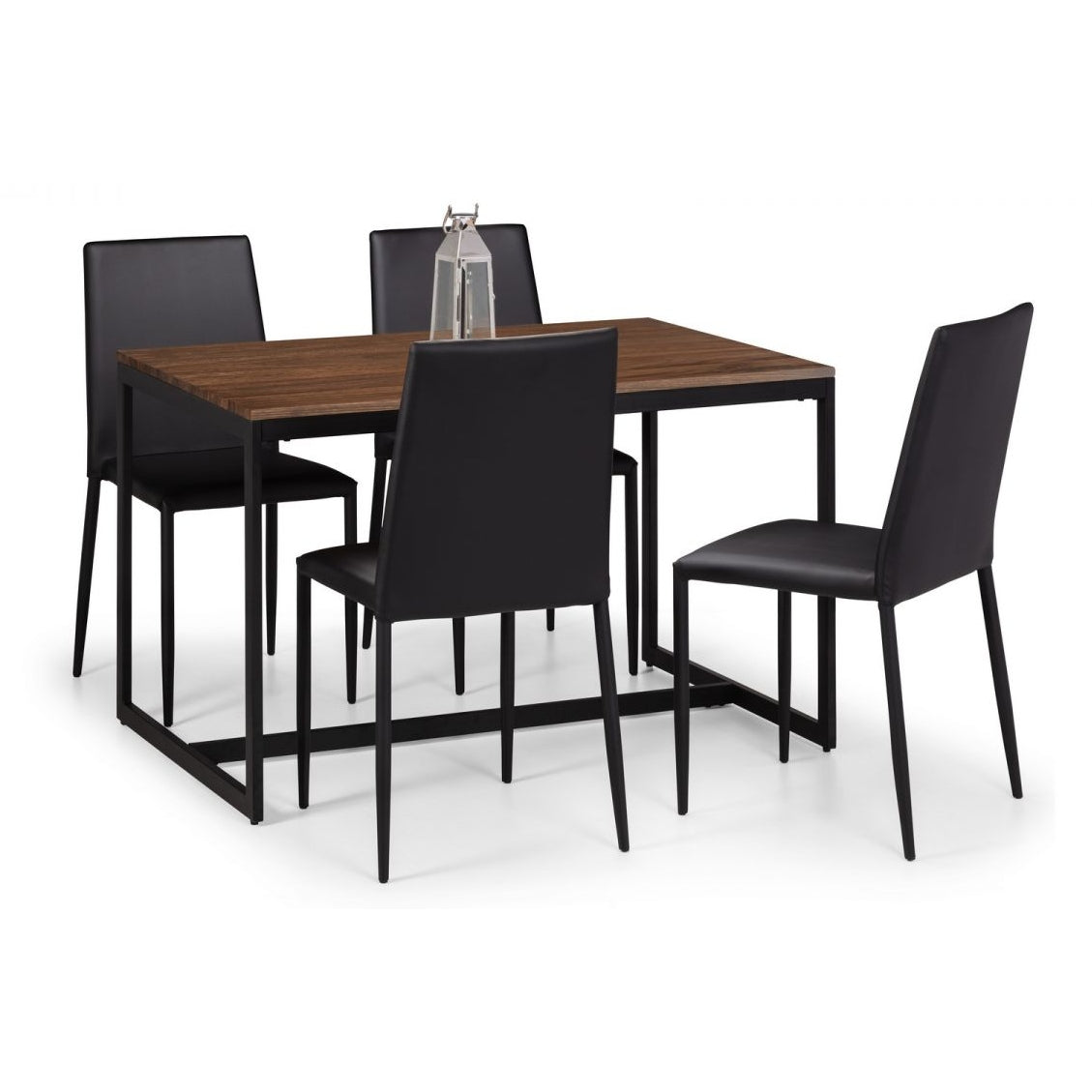 Tribeca Walnut Dining Table & 4 Jazz Black Chairs