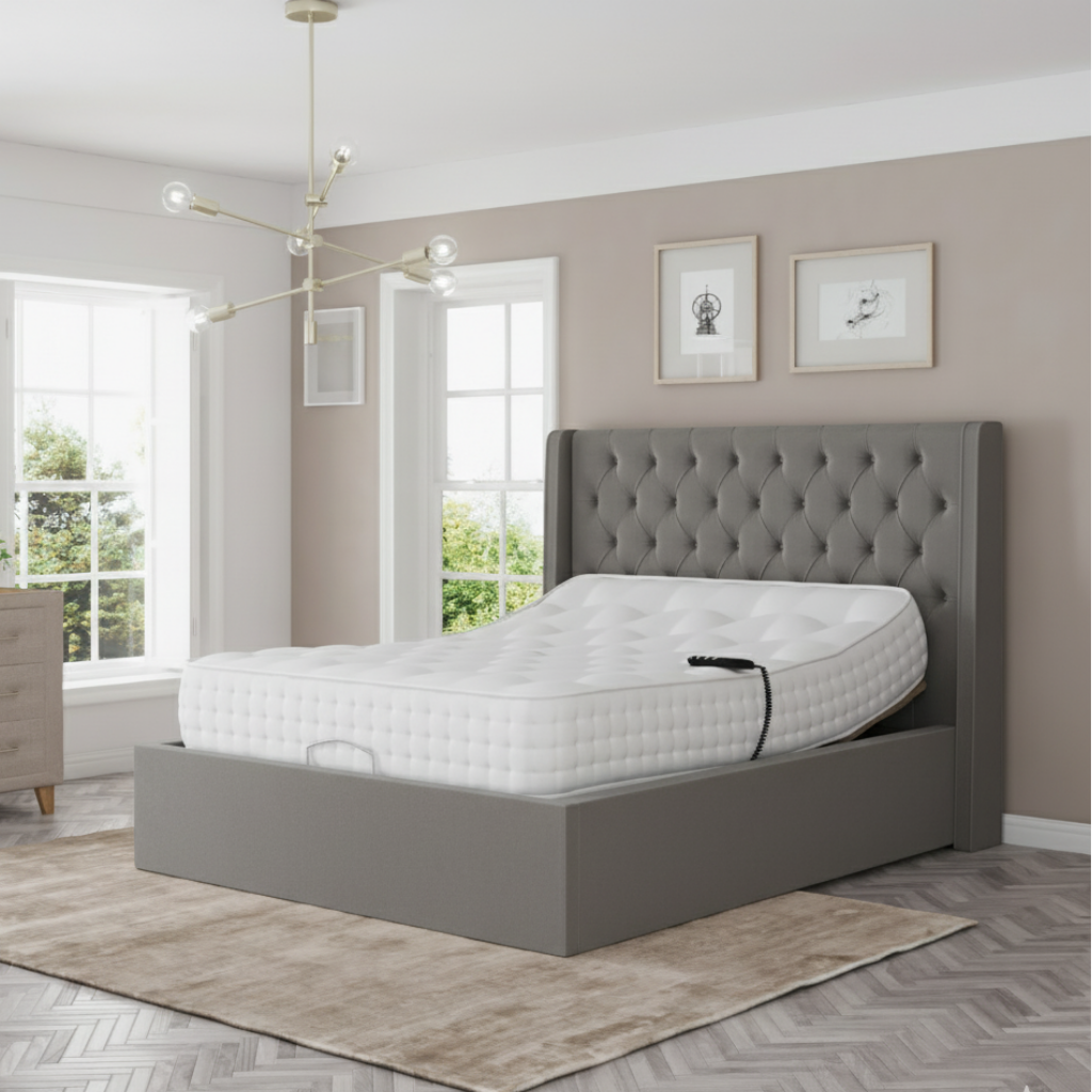 HarmonyLift Luxe 9000 Premium Adjustable Bed – Electric Adjustable Frame with Memory Foam Mattress | BLACK