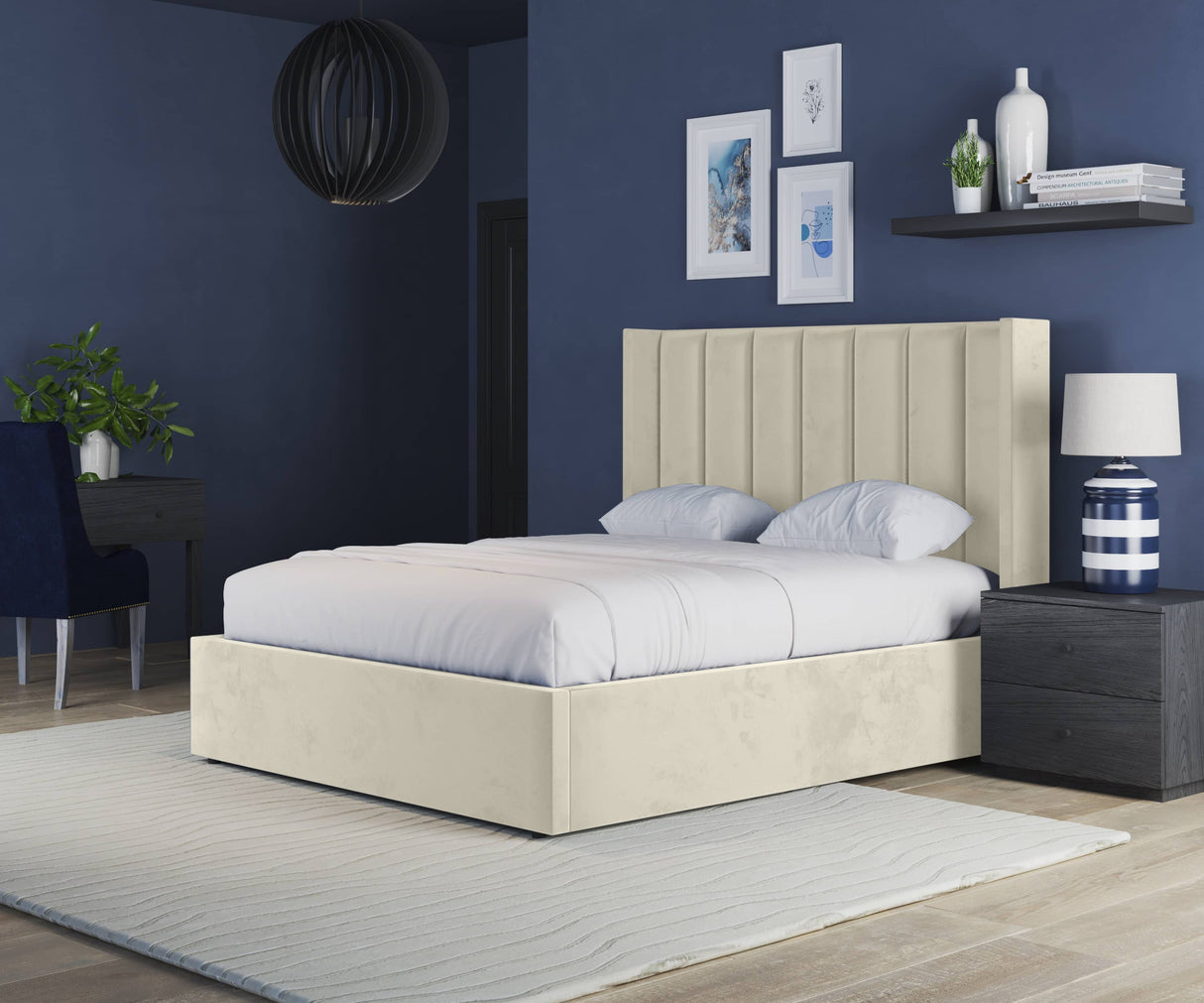 Paris Electric Adjustable Bed Frame with Winged Headboard – Dual Motor Comfort & Luxury Support | CREAM