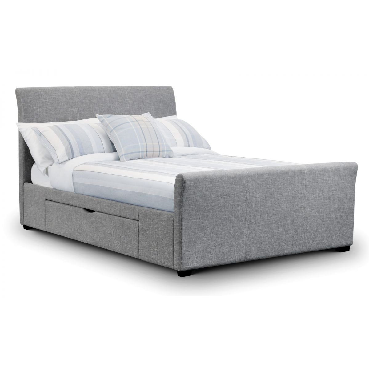 Capri Fabric Bed with 2 Drawers - Light Grey Linen