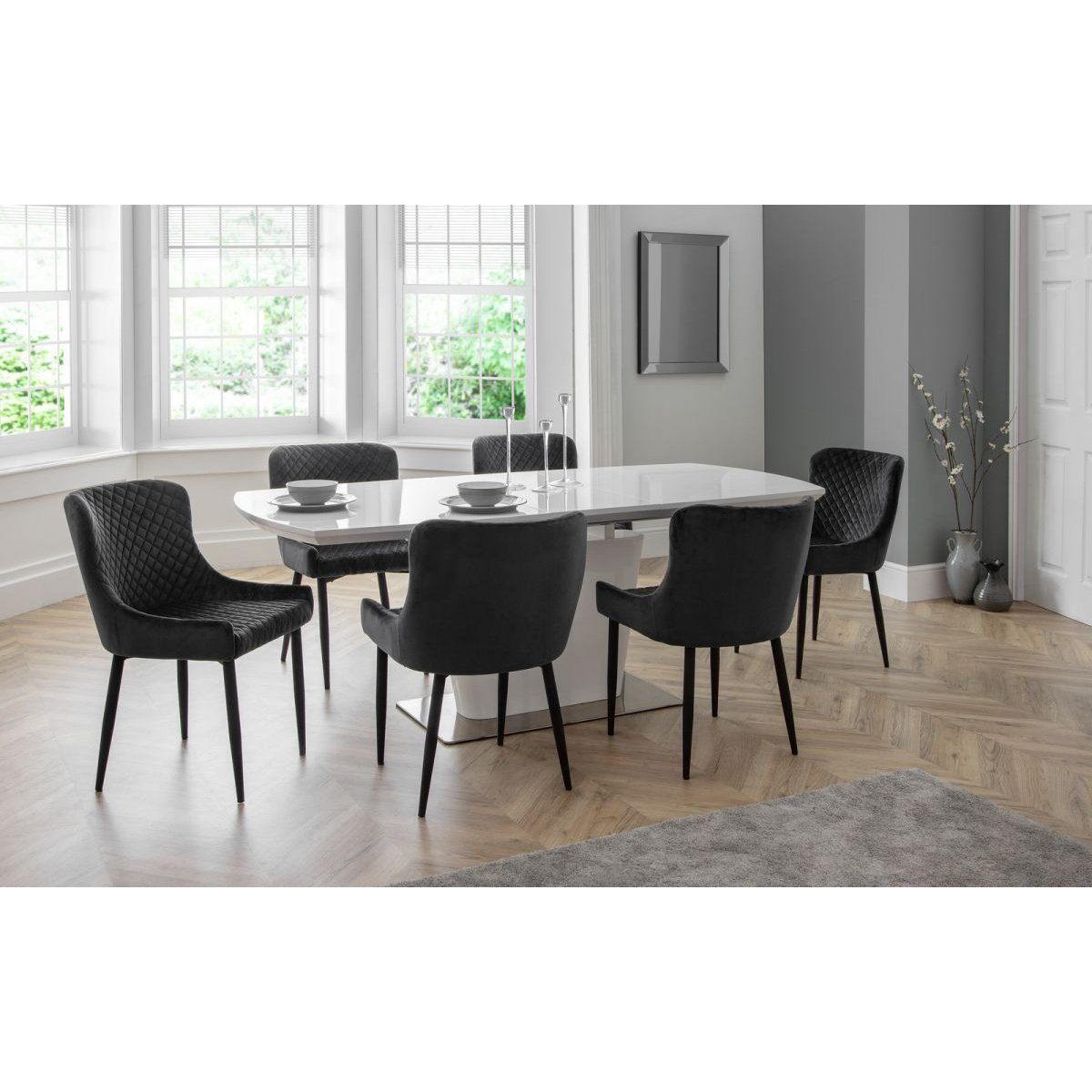 Luxe Velvet Dining Chair - Grey/Black