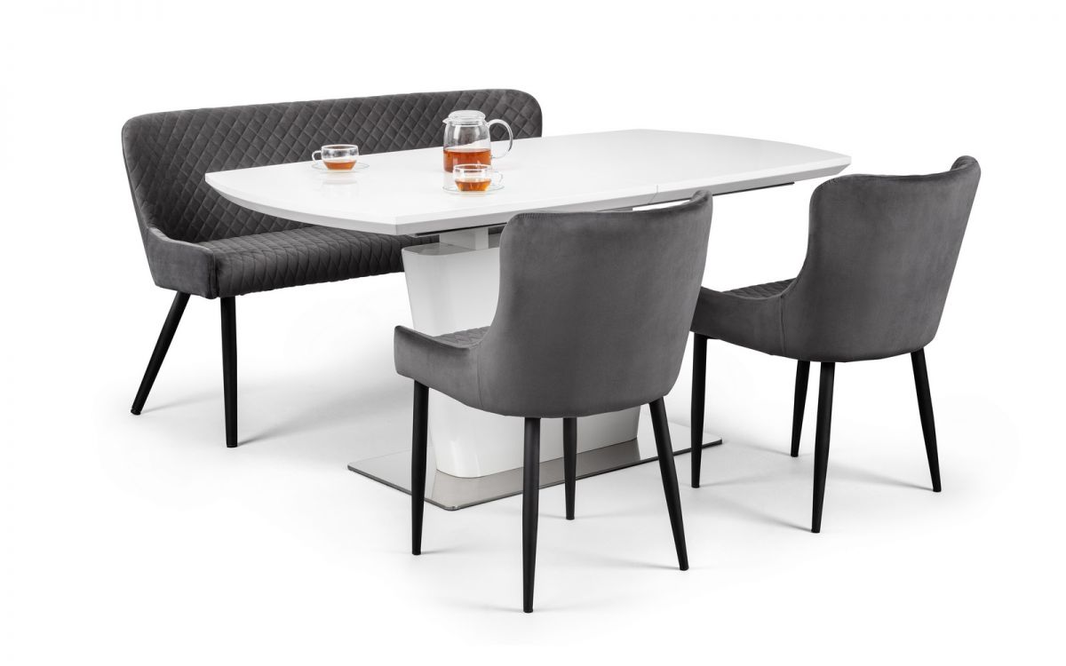 Como & Luxe Grey Dining Set (2 Chairs & Bench)
