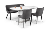 Como & Luxe Grey Dining Set (2 Chairs & Bench)