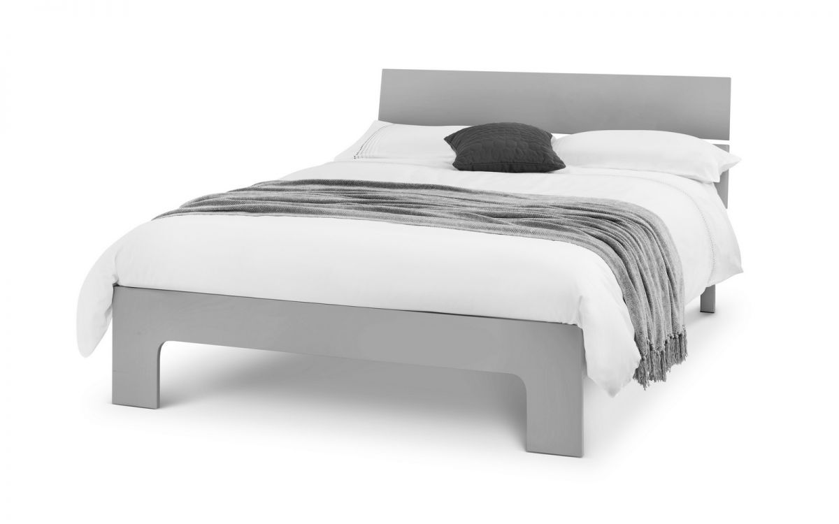 Manhattan High Gloss Bed - Grey