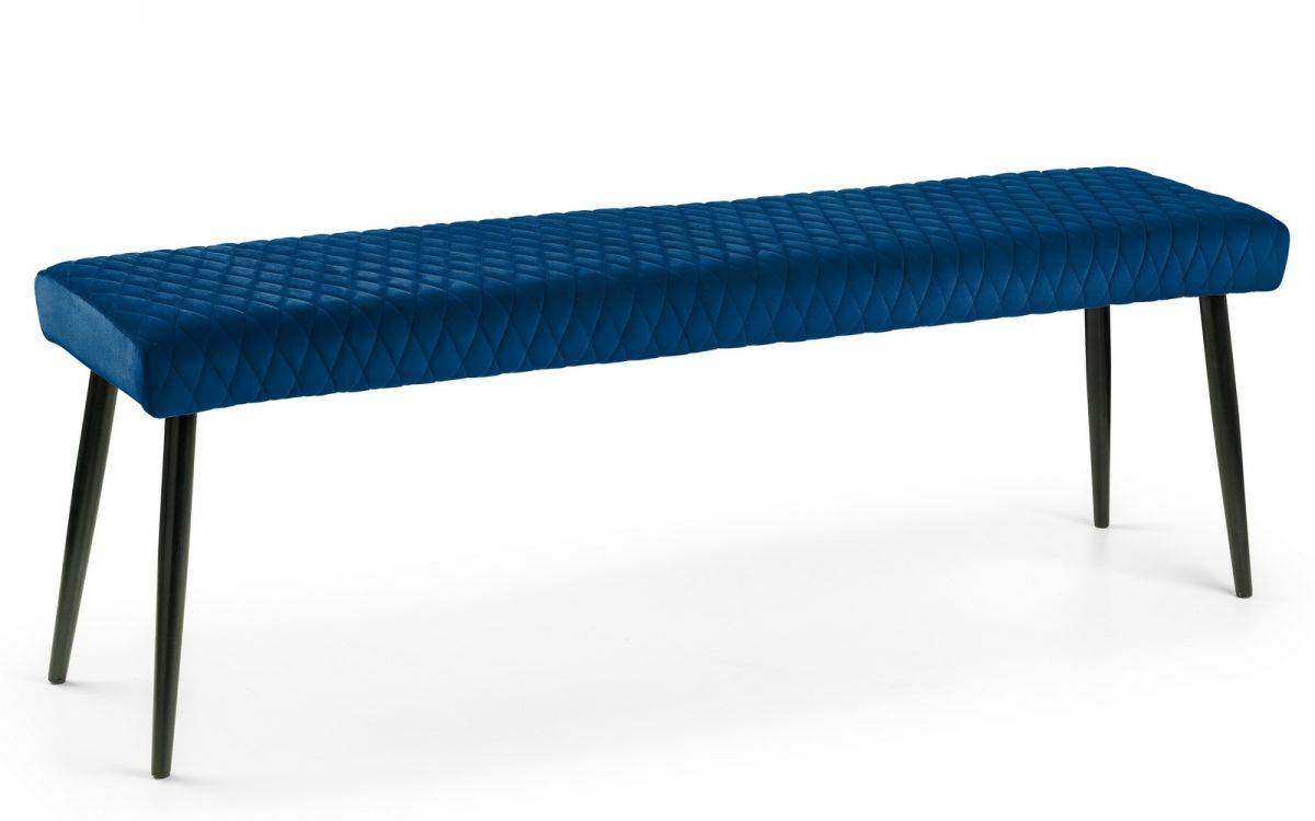 Berwick Dining Table, Luxe Low Blue Bench & 4 Luxe Blue Chairs