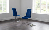 Enzo Dining Table & 4 Calabria Cantilever Velvet Blue Chairs