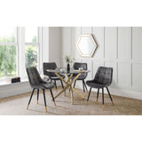 Montero Round Table & 4 Hadid Grey Dining Chairs
