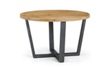 Brooklyn Round Table Oak & 4 Luxe Dining Chairs Brown