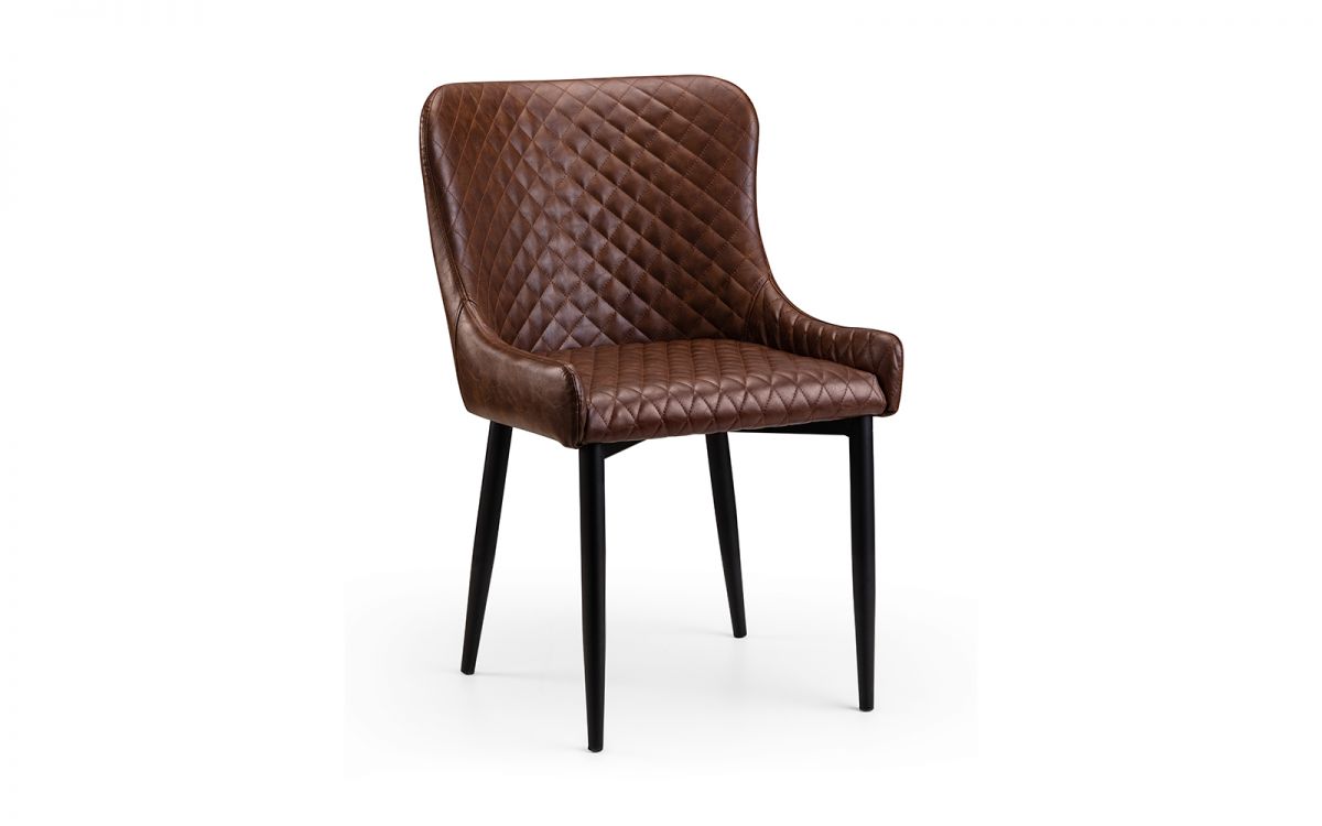 Brooklyn Round Table Oak & 4 Luxe Dining Chairs Brown