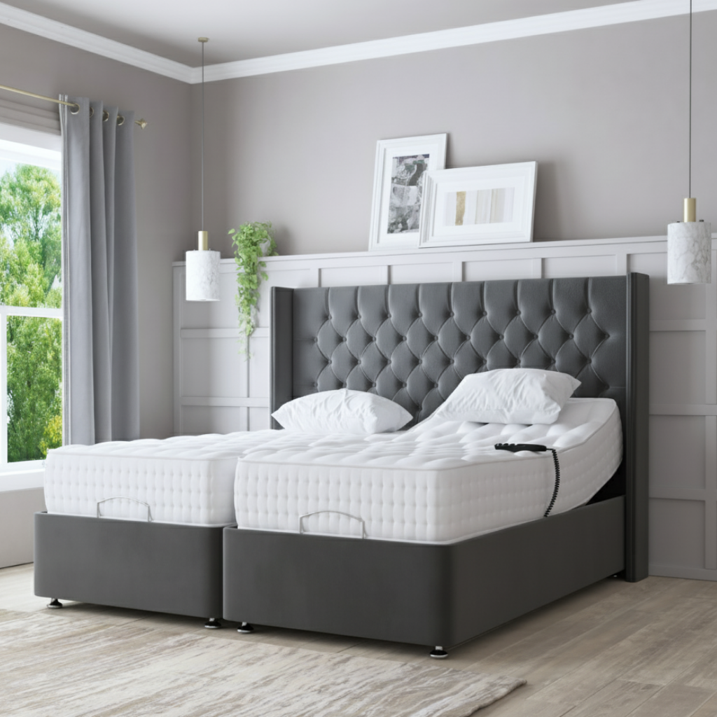 Serenity Motion Adjustable Bed – Electric Adjustable Base with Memory Gel Mattress | BLUE