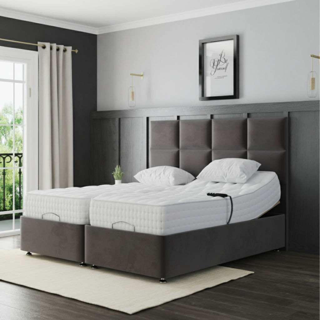 ComfortFlex Deluxe Adjustable Bed – Electric Adjustable Base with Memory Gel Mattress | BLUE
