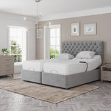 Madeline Electric Adjustable Bed Set – Fabric Pocket Sprung Mattress with Chesterfield Headboard | GRAY