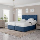Madeline Electric Adjustable Bed Set Fabric Pocket Sprung Mattress Chesterfield Headboard