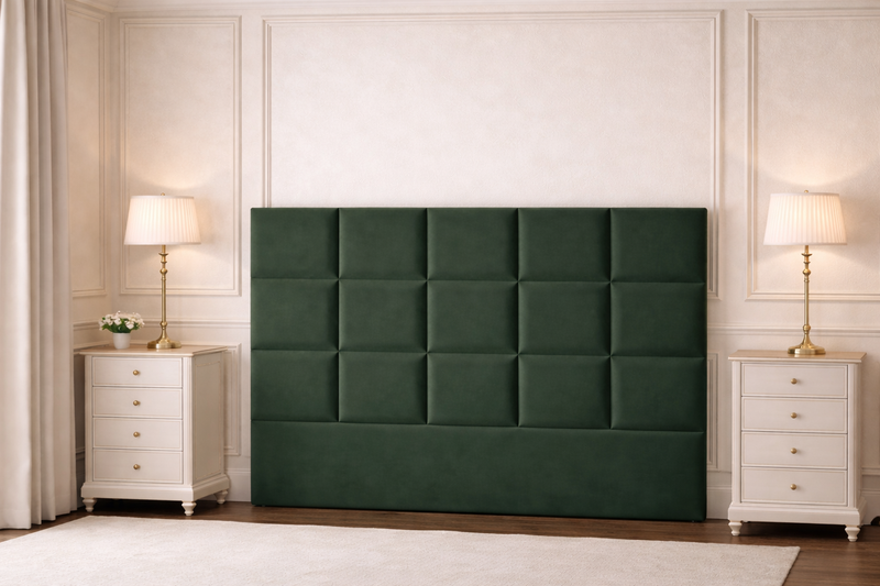 Luxury Winged Chesterfield Headboard with Tufted Upholstery Wooden Strutted