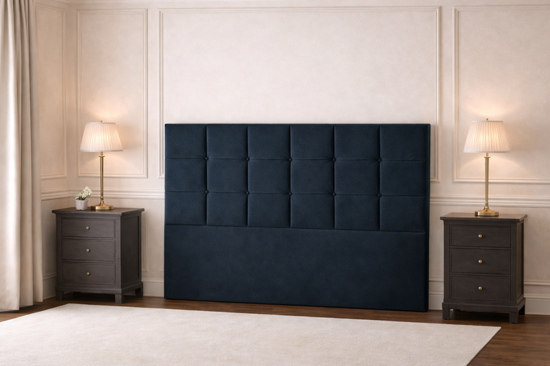Luxury Winged Chesterfield Headboard with Tufted Upholstery Wooden Strutted