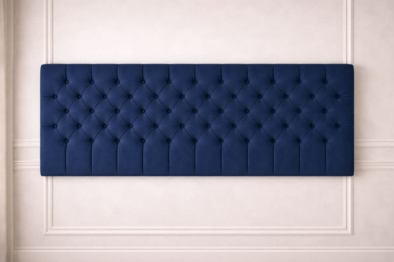 Luxury Winged Chesterfield Headboard with Tufted Upholstery Wooden Strutted