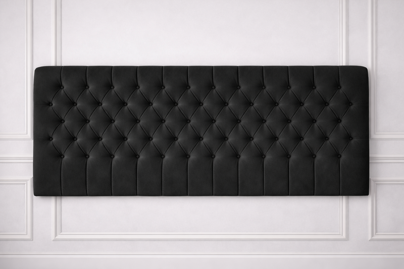 Luxury Winged Chesterfield Headboard with Tufted Upholstery Wooden Strutted